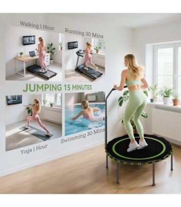 SPORTNOW 40'' Foldable Fitness Trampoline Rebounder with Handle, Green