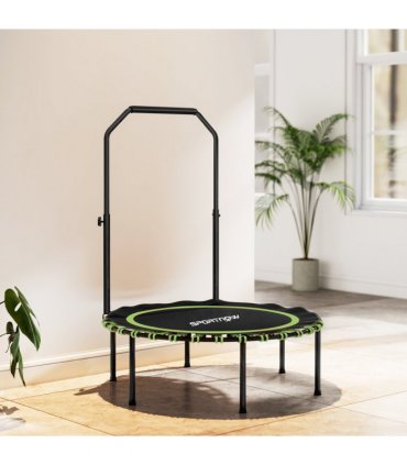 SPORTNOW 40'' Foldable Fitness Trampoline Rebounder with Handle, Green