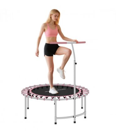 SPORTNOW 40" Fitness Trampoline with 5-Level Adjustable Handle, Pink