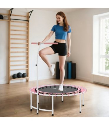 SPORTNOW 40" Fitness Trampoline with 5-Level Adjustable Handle, Pink
