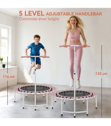 SPORTNOW 40" Fitness Trampoline with 5-Level Adjustable Handle, Pink