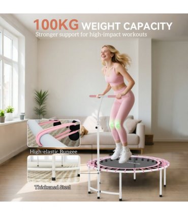 SPORTNOW 40" Fitness Trampoline with 5-Level Adjustable Handle, Pink