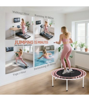 SPORTNOW 40" Fitness Trampoline with 5-Level Adjustable Handle, Pink