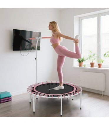 SPORTNOW 40" Fitness Trampoline with 5-Level Adjustable Handle, Pink