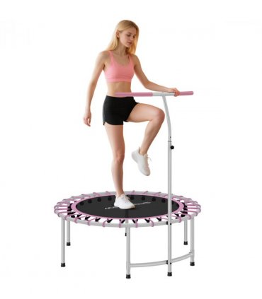 SPORTNOW 40" Fitness Trampoline with 5-Level Adjustable Handle, Purple