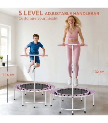 SPORTNOW 40" Fitness Trampoline with 5-Level Adjustable Handle, Purple