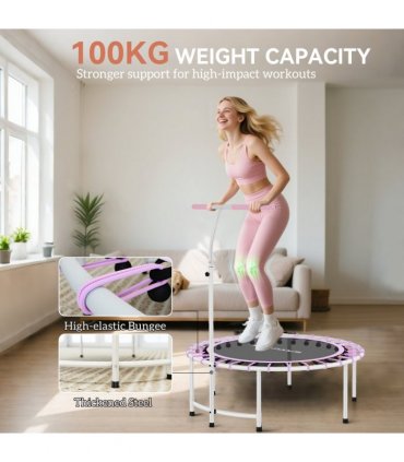 SPORTNOW 40" Fitness Trampoline with 5-Level Adjustable Handle, Purple
