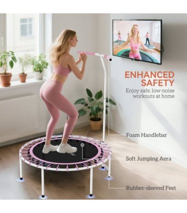 SPORTNOW 40" Fitness Trampoline with 5-Level Adjustable Handle, Purple