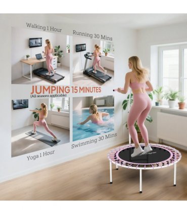 SPORTNOW 40" Fitness Trampoline with 5-Level Adjustable Handle, Purple
