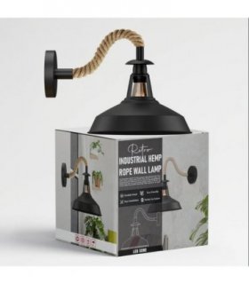 Black Industrial Rope Wall Light 30cm Barn Slotted Shade E27 ~6509