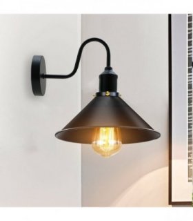 Vintage Industrial Swan Neck Wall Light Indoor Sconce Metal Cone Shape Shade~3391 — Colour: Red — V0671902862