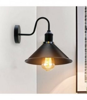 Vintage Industrial Swan Neck Wall Light Indoor Sconce Metal Cone Shape Shade~3391 — Colour: Grey