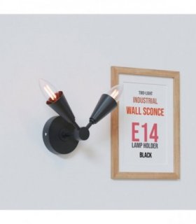 Connie 2-Light Wall Sconce LED E14 Lamp for Wall Decor-5635 — Colour: Black