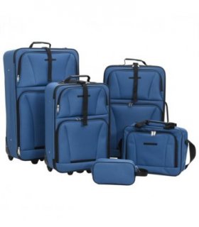 vidaXL 5 Piece Travel Luggage Set Bule Fabric — Colour: blue