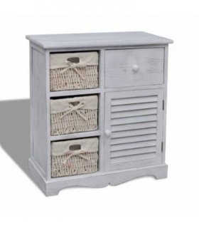 vidaXL Cabinet | White | Paulownia wood, Cotton, Polyester | Medium | Storage — Size: 60 x 30 x 63 cm