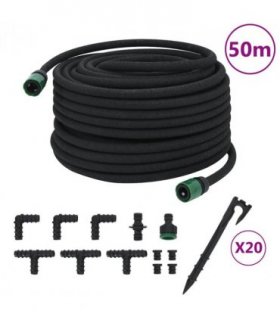 vidaXL Garden Soaker Hose Black 0.6" 50 m Rubber — Model: with accessories