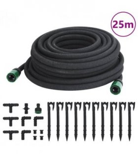 vidaXL Garden Soaker Hose Black 0.6" 25 m Rubber — Model: with accessories