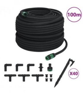 vidaXL Garden Soaker Hose Black 0.6" 100 m Rubber — Model: with accessories