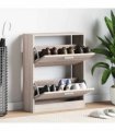 vidaXL Oak Look Wooden Shoe Cabinet with 2 Compartments — Size: 63.5 x 24 x 81 cm