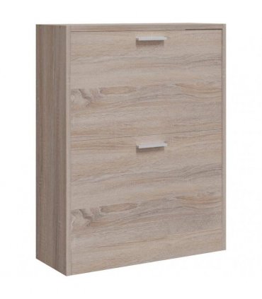 vidaXL Oak Look Wooden Shoe Cabinet with 2 Compartments — Size: 63.5 x 24 x 81 cm