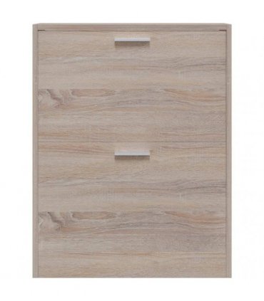 vidaXL Oak Look Wooden Shoe Cabinet with 2 Compartments — Size: 63.5 x 24 x 81 cm