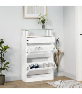 vidaXL Shoe Cabinet High Gloss White 63x24x104 cm Engineered Wood