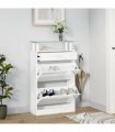 vidaXL Shoe Cabinet High Gloss White 63x24x104 cm Engineered Wood