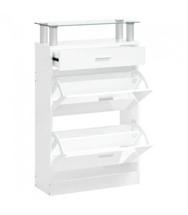 vidaXL Shoe Cabinet High Gloss White 63x24x104 cm Engineered Wood