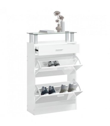 vidaXL Shoe Cabinet High Gloss White 63x24x104 cm Engineered Wood