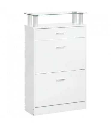 vidaXL Shoe Cabinet High Gloss White 63x24x104 cm Engineered Wood