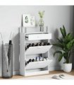 vidaXL Shoe Cabinet with a Drawer and a Top Glass Shelf Wood White