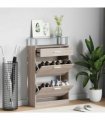 vidaXL Shoe Cabinet with a Drawer and a Top Glass Shelf Wood Oak Look