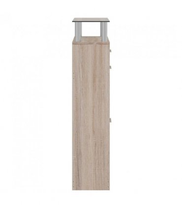 vidaXL Shoe Cabinet with a Drawer and a Top Glass Shelf Wood Oak Look