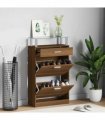 vidaXL Shoe Cabinet Brown Oak 63x24x104 cm Engineered Wood