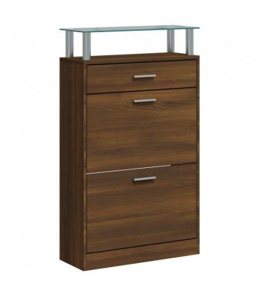 vidaXL Shoe Cabinet Brown Oak 63x24x104 cm Engineered Wood