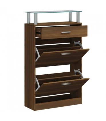 vidaXL Shoe Cabinet Brown Oak 63x24x104 cm Engineered Wood
