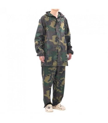 Men's Camo Print 2-Piece Rain Suit with Hood XL — Colour: green