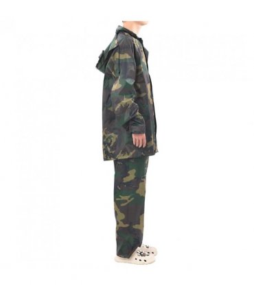 Men's Camo Print 2-Piece Rain Suit with Hood XL — Colour: green