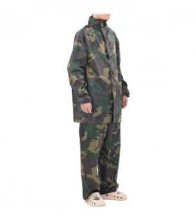 Men's Camo Print 2-Piece Rain Suit with Hood XXL — Colour: green