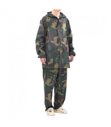 Men's Camo Print 2-Piece Rain Suit with Hood XXL — Colour: green