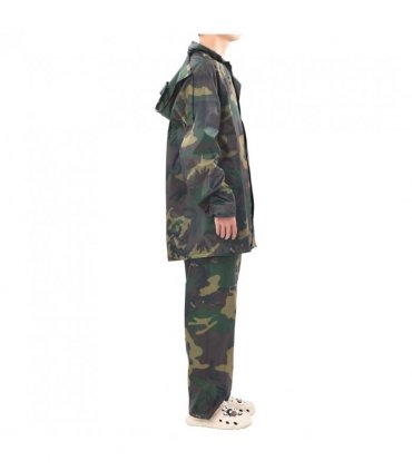 Men's Camo Print 2-Piece Rain Suit with Hood XXL — Colour: green