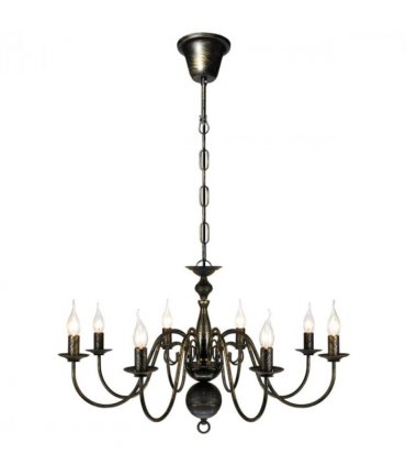 Antique Black Metal Chandelier 8 x E14 Bulbs