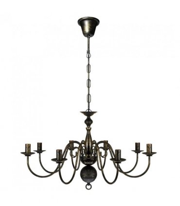 Antique Black Metal Chandelier 8 x E14 Bulbs
