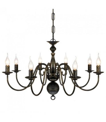 Antique Black Metal Chandelier 8 x E14 Bulbs