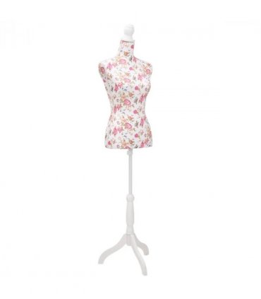 Ladies Bust Display Mannequin Cotton White With Rose