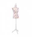Ladies Bust Display Mannequin Cotton White With Rose