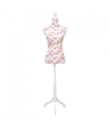 Ladies Bust Display Mannequin Cotton White With Rose