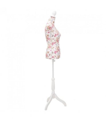 Ladies Bust Display Mannequin Cotton White With Rose