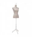 Ladies Bust Display Mannequin Linen With Stripes — Colour: grey