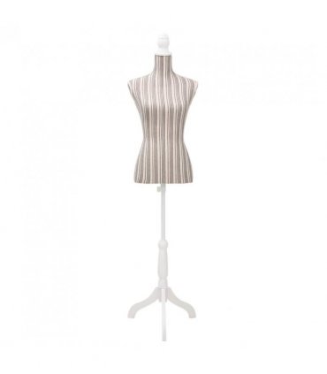 Ladies Bust Display Mannequin Linen With Stripes — Colour: grey